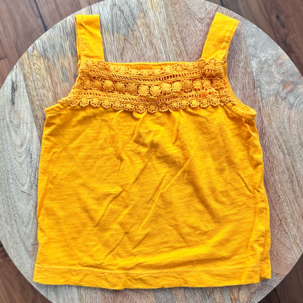 Carters Mustard Yellow Laced Trim Tank Top Sz: 12m